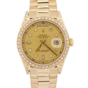 1979 Rolex Day-Date President 18038 Champagne Diamond 18K Yellow Gold 36mm Watch