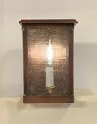 Small Plateau solid copper wall lantern. Seedy Glass. Handmade in USA.