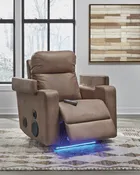 Lorrenton Caramel Glider Power Recliner w/Audio