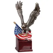 10" Handpainted Eagle Trophy with Flag on Resin