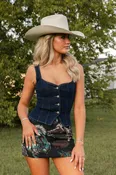 Black Jade Jacquard Horse Mini Skirt