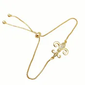 Adjustable Fleur De Lis Plated Brass Bracelet