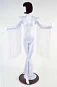 Bell Bottom Catsuit with 30" Long Fringe Arm Warmers