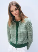 Boucle Cardigan | Ivy Green / Ivory Stripe