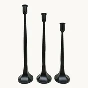 Black Cast Iron Taper Candle Holders | Set of 3