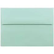 JAM Paper&reg; Booklet Invitation Envelopes, A7, Gummed Seal, Aqua Blue, Pack Of 25