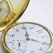 1920s Lambert Bros 14K AWC Co Hunter Case Longines Pocket Watch — New Pagoda Specialty
