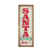 24.75" Santa Stops Here Wood Framed Wall Art - Raz Imports