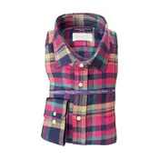 Spread Collar Sport Shirt - Pink/Blue Plaid