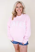 Appliqué BATES Mock Neck Sweatshirt - Pink