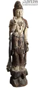 A Carved Hardwood Standing Buddha