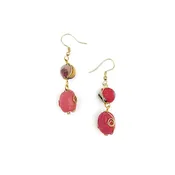 Aasha Brass Wire Wrapped Circle and Oval Bead Earrings (E5074)