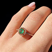 10K Rose Gold Emerald Diamond Maeve Ring