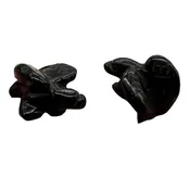 2 Soaring Carved Onyx Eagle Animal Beads | 18x18x7mm | Silver black