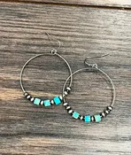 726235, 1.75" Hoop, Navajo Square Gemstone Earrings