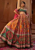 Aadhya orange multicolor lehenga set