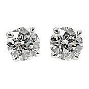 1.07 Carat GIA Certified Round Brilliant Cut Diamond Platinum Stud Earrings