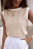 Oatmeal Florals Crew Neck Tank Top