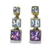 EARRING 281 - Pink and White Sapphires in 18kt Yellow Gold