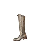 *Freebird Whisper Antiqued Metallic Leather Western Stitching Heeled Cowboy Boots, Size 7