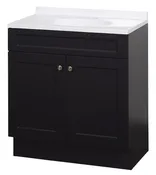 Zenith Zenna Home Espresso 30 In. W x 35 In. H x 18 In. D Shaker Vanity with White Cultured Marble Top