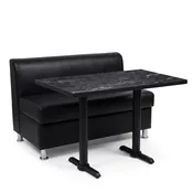 2-Seat Adele Black Vinyl Restaurant Booth Set with Black Sintered Stone Table