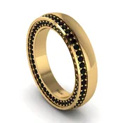 1.2Ct Black Diamond Double Halo Wedding Band - Lux No. 7