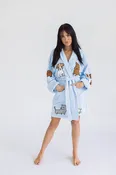 Dog Gone Cute Applique Short Terry Loop Bathrobe