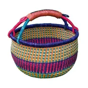 African Bolga Baskets : XL Round with Leather Handles