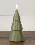 7in Dark Green Smooth Tree Candle 3D Flame