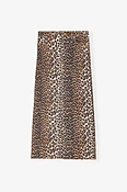 Leopard Denim Maxi Slit Skirt