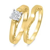 Aitamah 1/2 ct tw. Lab Grown Diamond Round Solitaire Bridal Set 10K Yellow Gold