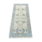 2'8"x6' Handmade Wool Rug – Light Blue & Beige Runner