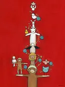 Sock Monkey Tree 18x24 Wall Art