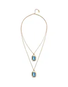 Collier double plaqué or 18k avec deux cristaux rectangulaires facettés