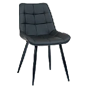 Black Metal Chair with Padded Black Vinyl Upholstery