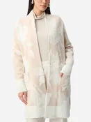 Abstract Jacquard Sweater Knit Long Cardigan