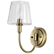 1-Light 6 in. Brookside Wall Sconce in Vintage Brass Finish with Clear Glass Shade