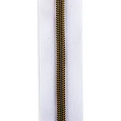 Zipper Tape - White - #5 Antique Brass - 3 yards