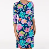 3/4 Sleeve Dress in Flower Garden