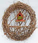 Birdhouse Wreath 24″
