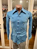 70’s Light Blue Casual Disco Shirt By Sergio