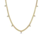 14k 7 Mixed Prong Diamond Snake Chain Necklace