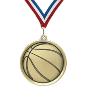 2.25" Basketball Mega Medal – Gold, Silver & Bronze with 30 Ribbon Options