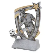 3-D Action Star Resin Boys Soccer Trophy