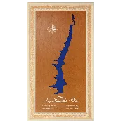 Apple Valley Lake, Ohio Stained Wood and Distressed White Frame Lake Map Silhouette