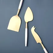 Be Home White & Gold Cheese Knives Set