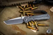 Chris Reeve Knives Large Inkosi Folding Knife Black Canvas Micarta Inlay 3.6" MagnaCut Tanto LIN-1044