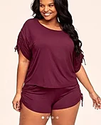 Adore me Laura Dark red knit top and short set SZ 2X