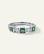 Aanika V. Emerald & Diamond Fashion Band - 0.83 Ct. T.W.